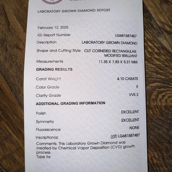 Genuine Appraised Loose Radiant Diamond Stone 4.10ct VVS2 Color E 🌟FIRM - Picture 3 of 4